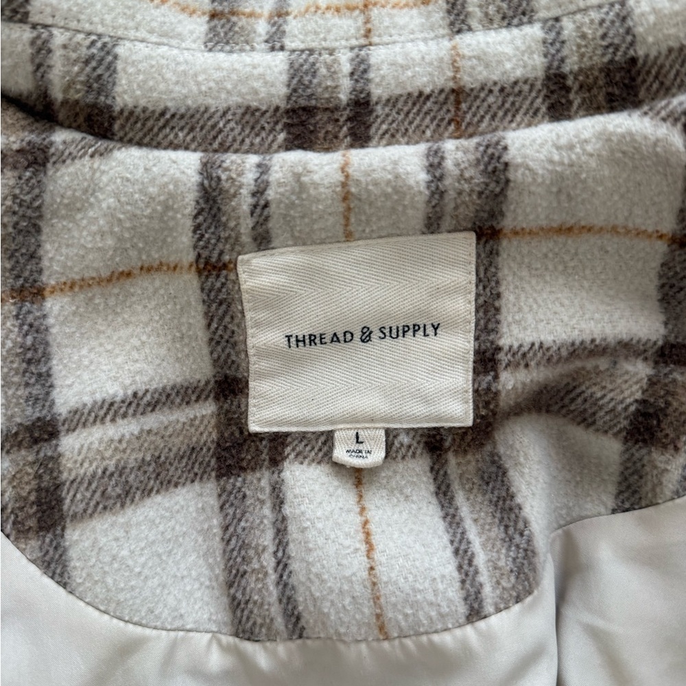 Thread & Supply Cream and Brown Plaid Shacket - Picture 3 of 4